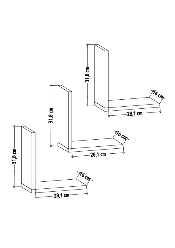 Latitude Run Lindy 3 Piece Floating Shelf with Adjustable Shelves